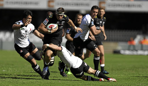 Stephan Lewies playing for the Sharks against the Sunwolves at Kings Park Stadium, Durban.