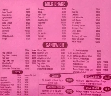 Shri's Variety Juice & Fast Food menu 