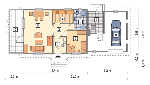 Złocisty - wariant I - DL02aS - Rzut parteru