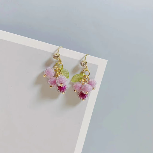 Title 1, Handmade Granulated Sugar Bead Berry Grape Earr...