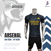 Bộ Quần Áo Bóng Đá Clb Arsenal Đen Đồng 2023