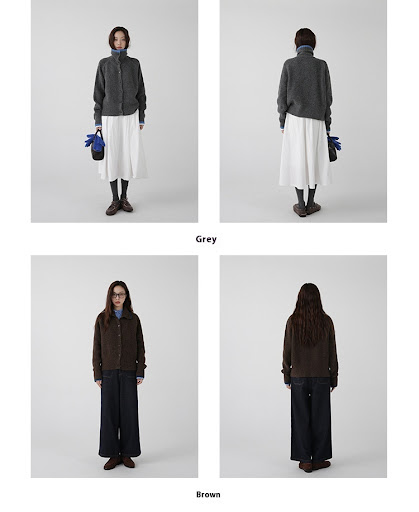Title 13, Color Blocking Collar Single Breasted Wool Knit...