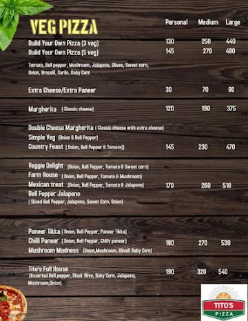 Tito's Pizza menu 