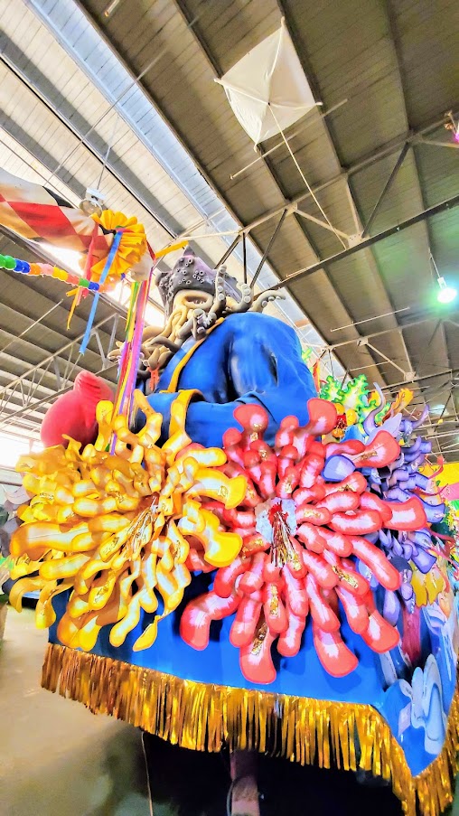 Things to do in New Orleans: Visiting Mardi Gras World. Family friendly, free shuttles can take you here, and a visit will take you 1 - 1.5 hours with multiple float and prop photo ops as well as learning about Mardi Gras