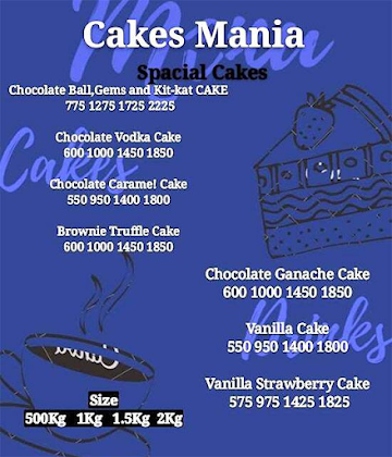 Cake Mania menu 