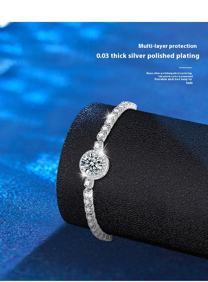 Title 4, Bracelet femme en argent 925 avec moissanite ét...