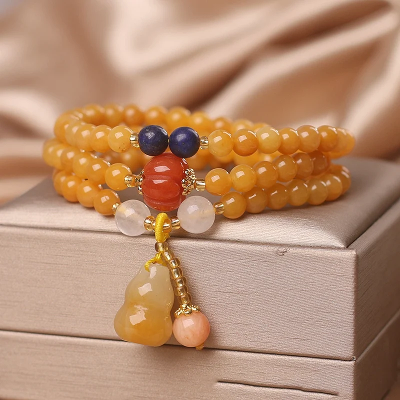 Pulseira multi-círculos de Jade Jinsi natural feminina, estilo chinês retrô, nova e elegante, um acessório charmoso.