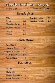 North Indian Rasoi menu 1