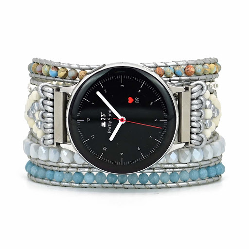 Title 5, Natural Stone Crystal Woven Watch Band, elevati...