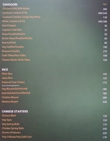 The Raj menu 