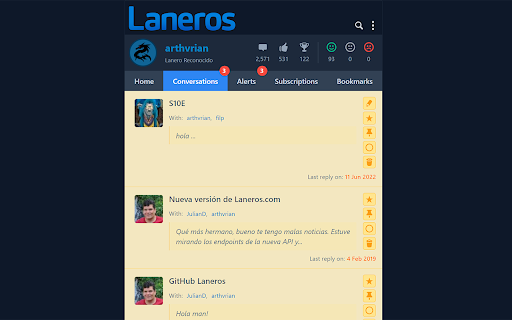 Laneros browser extension