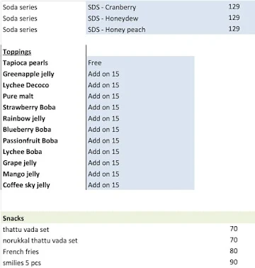 T - Totaller Bubble Tea menu 