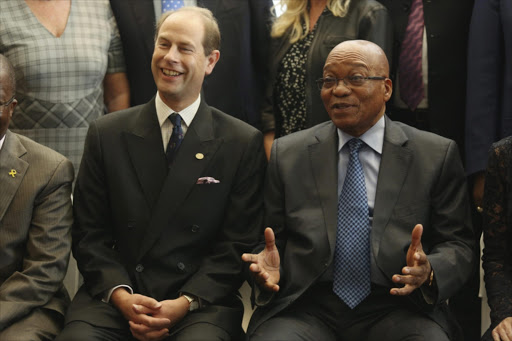 Prince Edward and President Jacob Zuma at the Table Bay hotel on October 10, 2013, in Cape Town, South Africa. They attended the President's award for Youth Empowerment Gold Award Ceremony. Picture Credit: Gallo Images