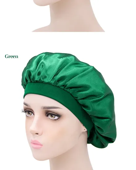 New Imitation Silk Large Satin Bonnet Night Sleeping Hat ... - 3