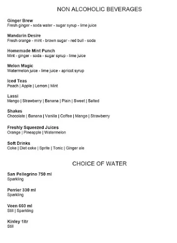 Spectra - The Leela Ambience menu 