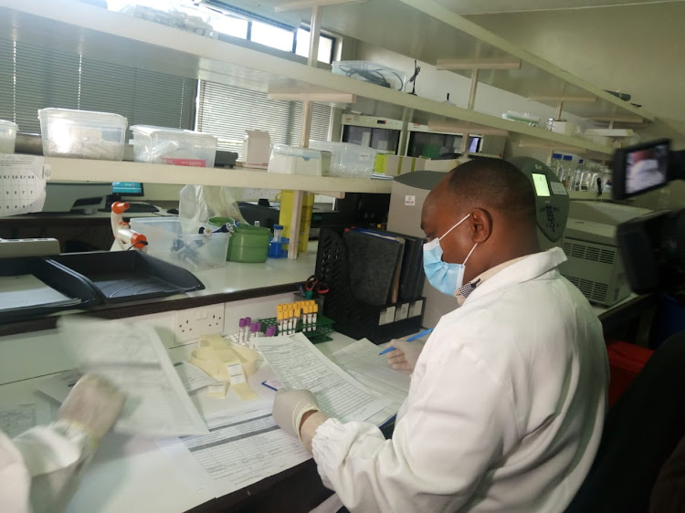 A researcher at work at KAVI institute of Clinical Research at one of the laboratories at the University of Nairobi College of Health Sciences