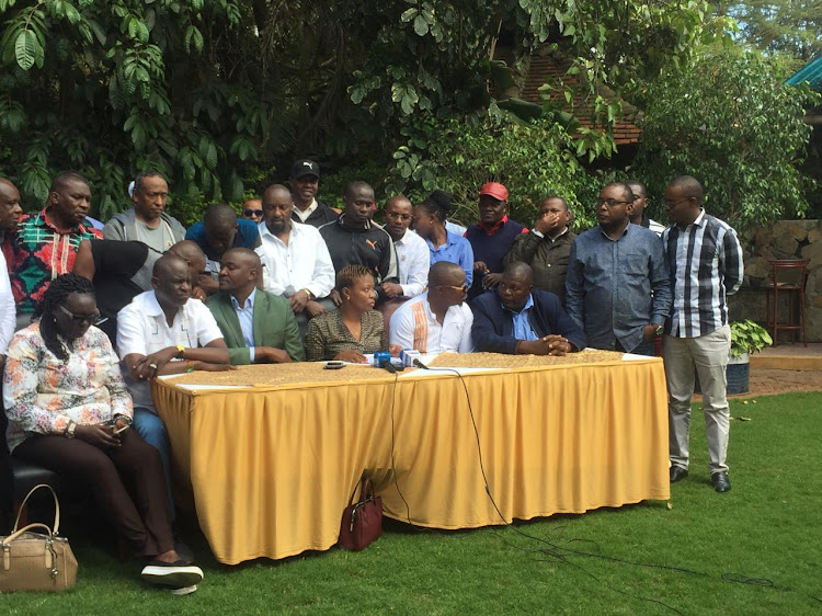 Nairobi Jubilee Party MCAs during a press conference on Monday, October 28, 2019.