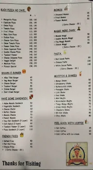 Cafe Pizzazz menu 1