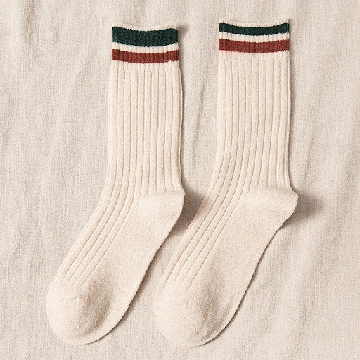Title 5, Womens Thickened Color Contrast Simple Wool Socks