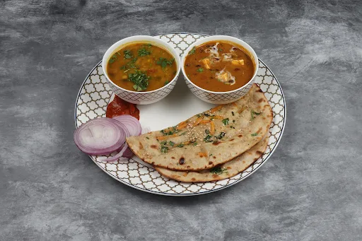 Plain Kulcha, Curry And Dal Combo