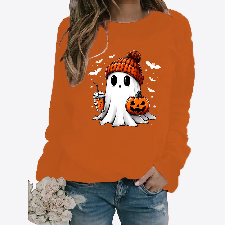 Halloween Cuello redondo Estampado Manga larga Suéter