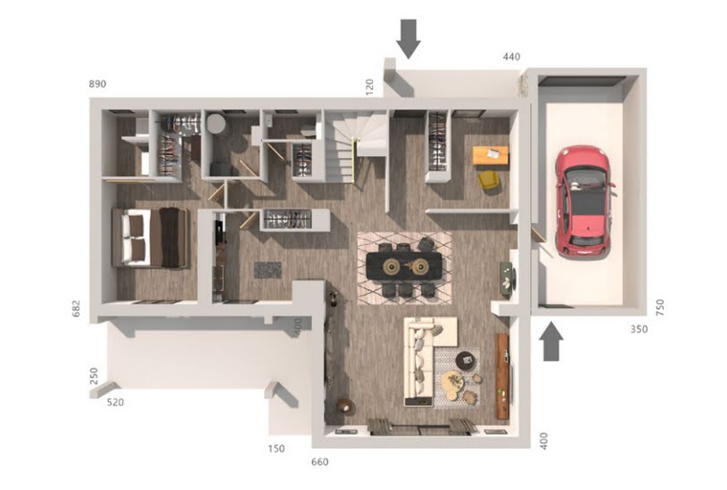  Vente Terrain + Maison - Terrain : 3 450m² - Maison : 120m² à Gignac (34150) 