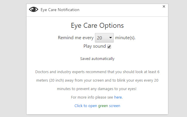 Eye Care Notification chrome extension