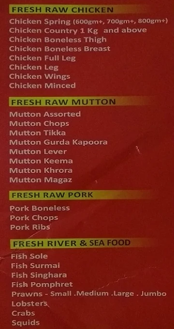 Sardar A Pure Meat Shop menu 