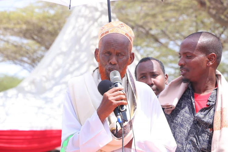 Osman Ibrahim peace chairman Garissa county and an elder from the Awlihan community speaking in Modogashe lagdera sub county.