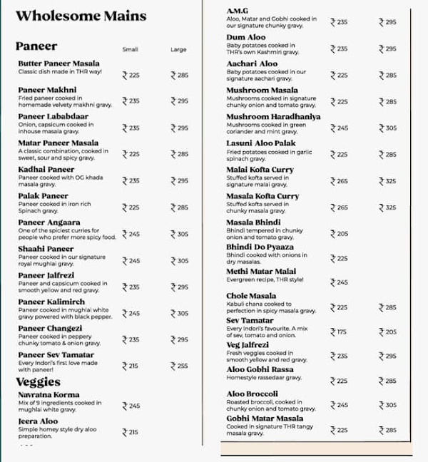 The Homey Rolls menu 