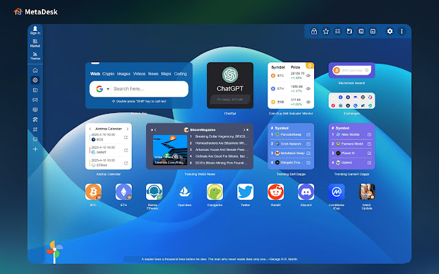 Metadesk - Halaman Tab Baru AI Super Cool dan Dashboard Desktop yang Menyokong ChatGPT, Metamask, Web3, Wallet
