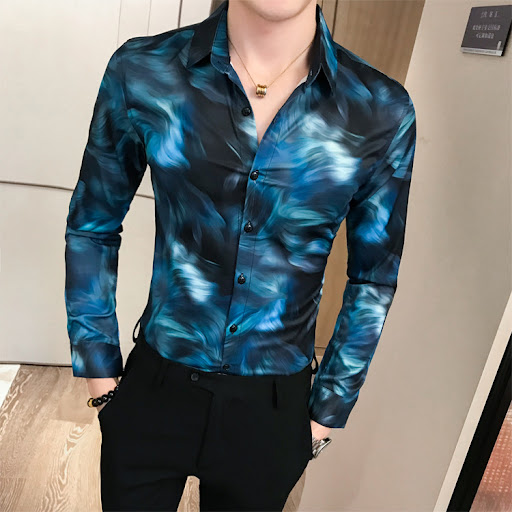 Title 6, Mens hair stylist shirt in camouflage style, c...
