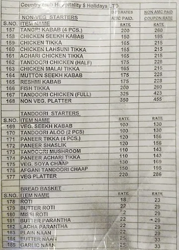 Country Club Eros Regency menu 