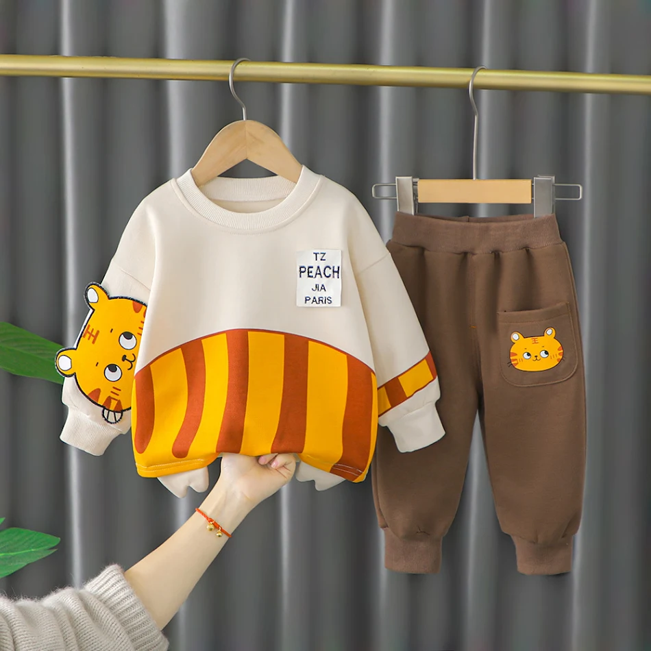 Kinder cartoon sweater broek tweedelige set, comfortabel en ideaal om in te spelen, houdt je kind warm. Perfect voor dagelijks gebruik.