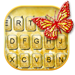 Cover Image of Télécharger Gold Glitter Butterfly Keyboard Theme 1.0 APK