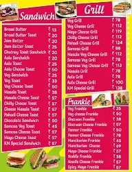 K.M. Sandwich & Frankie menu 1