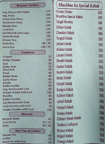 Khushboo Resto menu 