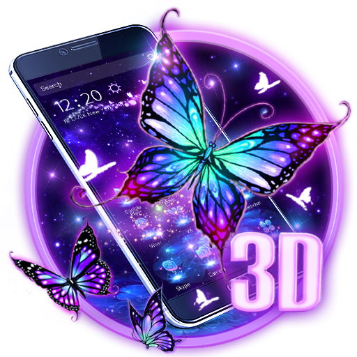 3D Purple Butterfly Theme