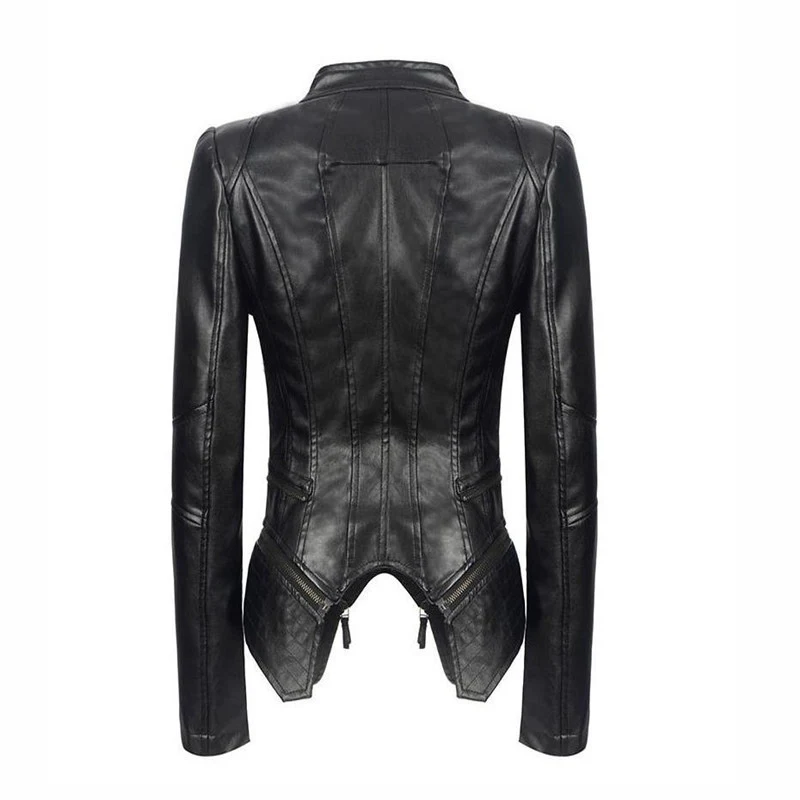 Chaqueta de cuero tendencia locomotora slim para hombre, ajuste perfecto, estilo moderno y elegante, ideal para un look urbano y sofisticado.