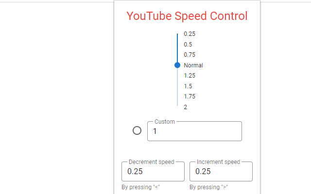 YouTube Speed Control chrome extension