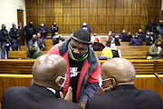 Former Ukhozi FM presenter and Jacob Zuma supporter Ngizwe Mchunu appearing at the Randburg magistrate's court in Johannesburg.