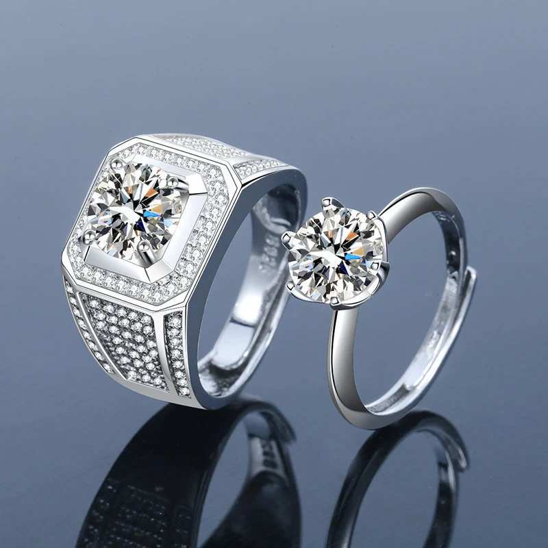 Title 2, Bague de mariage en zircon plaqué argent, style...