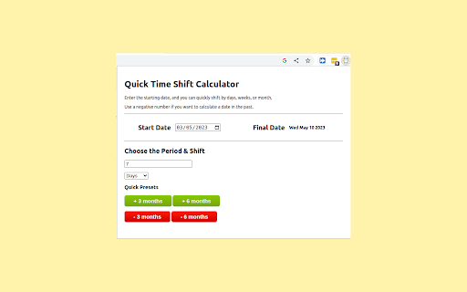 Quick Time Period Calculator