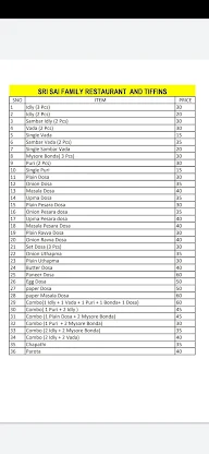 Sri Sai Family Restaurant & Tiffin's menu 2