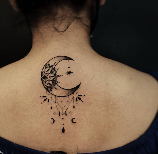 Henna Moon Back Tattoos