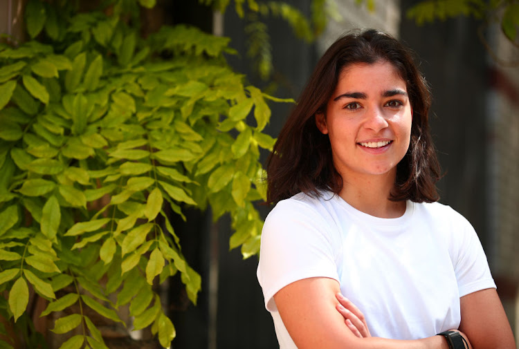 W series racing driver Jamie Chadwick during an isolation training session at her home on May 18, 2020 in London, United Kingdom.