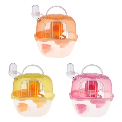 Portable Hamster Travel Carrier Practical Plastic Hamster Cage Durable Hamster Living Habitat House Guinea Pigs Nest Cav