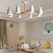 Đèn Chùm Decor Vintage Sừng Hươu 8 Tay (Các Màu) - Tặng Kèm 8 Bóng Led - Có Video - Phòng Khách Phòng Ngủ Chiếu Sáng