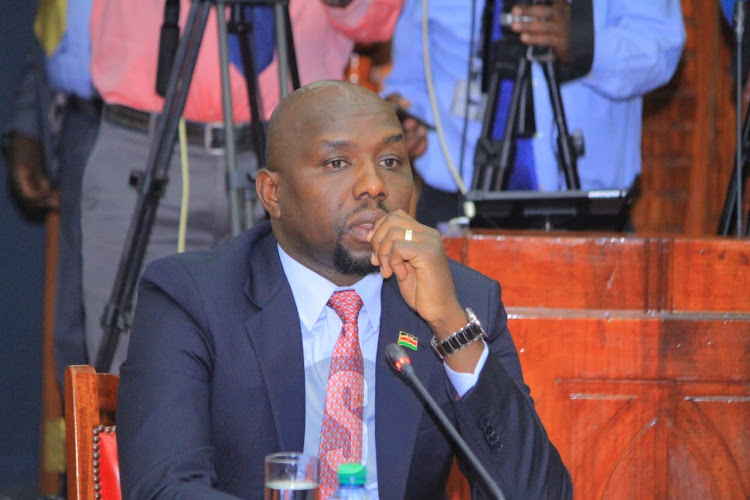 Roads, Transport and Public Works Cabinet Secretary nominee Kipchumba Murkomen at County Hall for vetting on Wednesday, October 19, 2022.