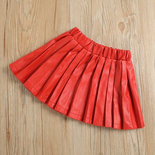 Title 6, One-shoulder long-sleeved blouse with red pleat...